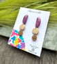 Chartreuse & Purple Clay Earrings - Modern Geometric Drop Jewellery - Image 3