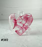 Pink fused glass heart pocket hug with stand 5x4.5cm, handcrafted (302)