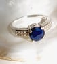 Natural Blue Sapphire Sterling Silver Ring With White Zircon Size N to O - Image 3