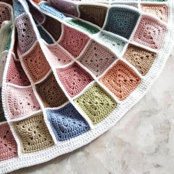 Handmade Crochet Scrapbook Baby Blanket – Multicoloured Patchwork