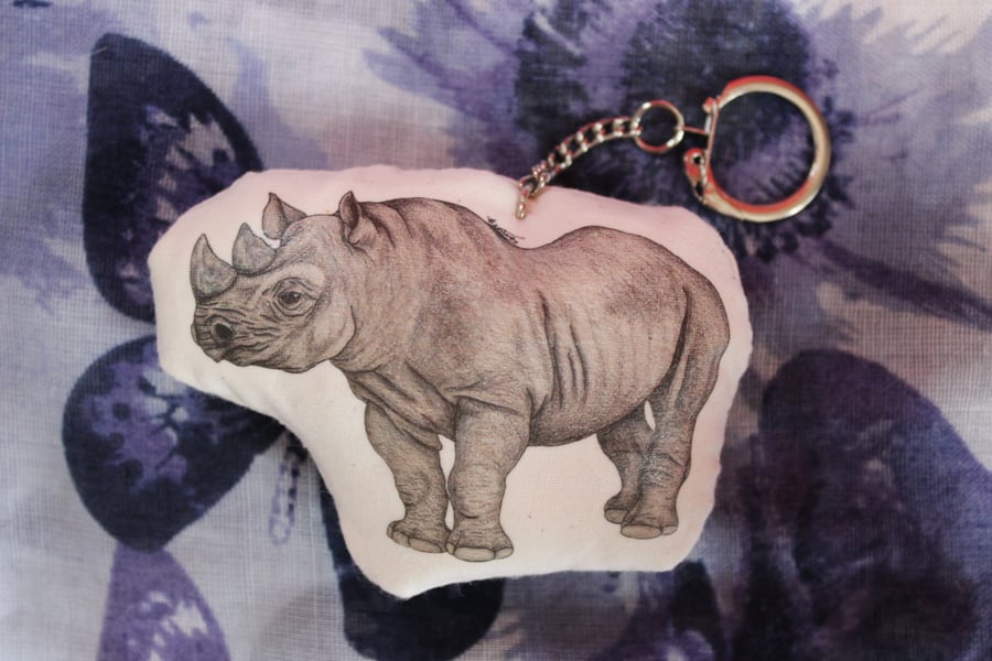 Rhino Plush Keyring Animal Bag Charm Accessory