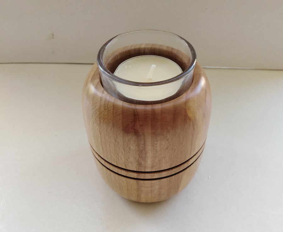 English Beech Wood Tea Light Holder 1123