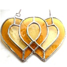 Golden Wedding Anniversary Heart  Stained Glass Suncatcher Entwined