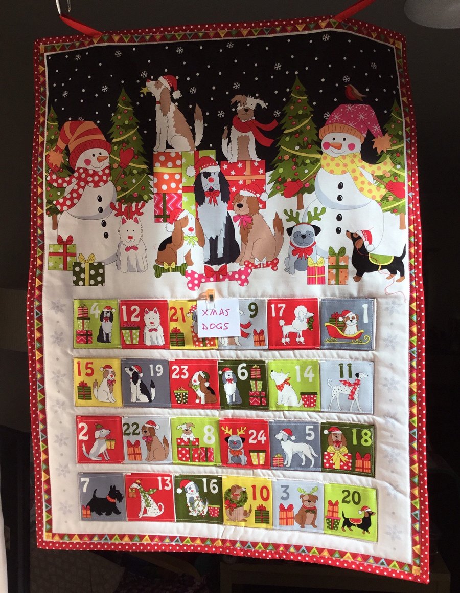 Christmas advent calendar, handmade wall hanging, Christmas decoration