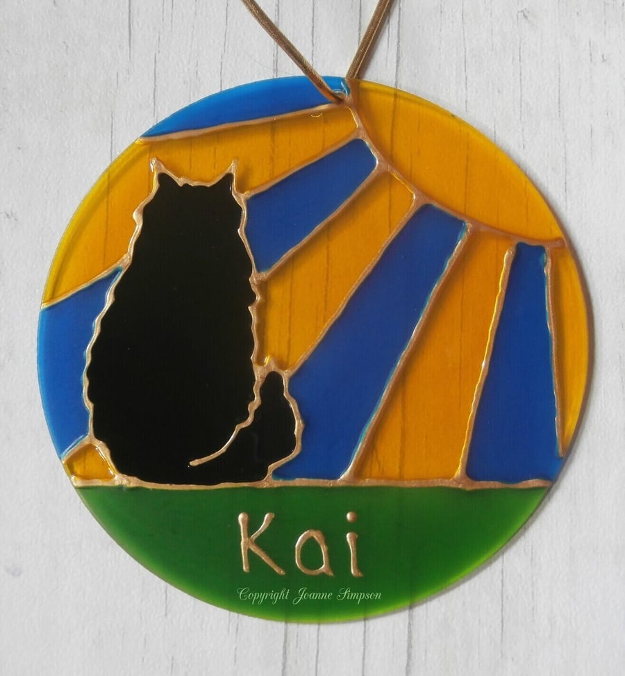 Maine Coon in the sunshine sun catcher decoration. 'You are my sunshine' 