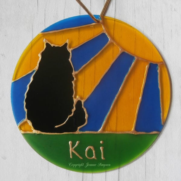 Maine Coon in the sunshine sun catcher decoration. 'You are my sunshine' 