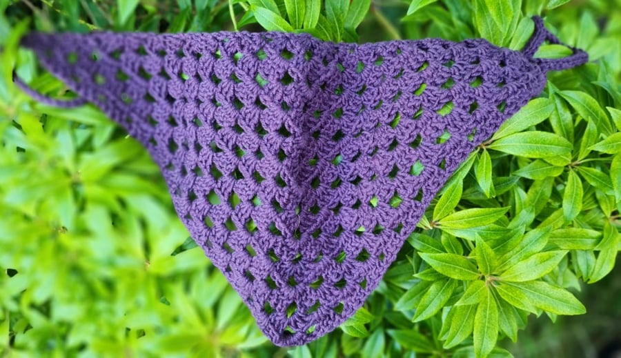 Purple Crochet Bandana