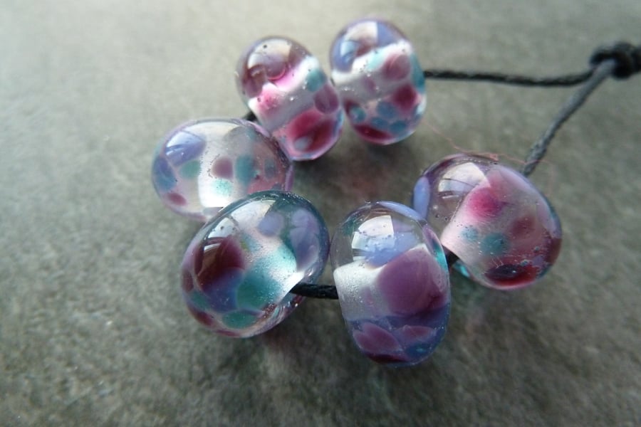 purple frit lampwork glass beads