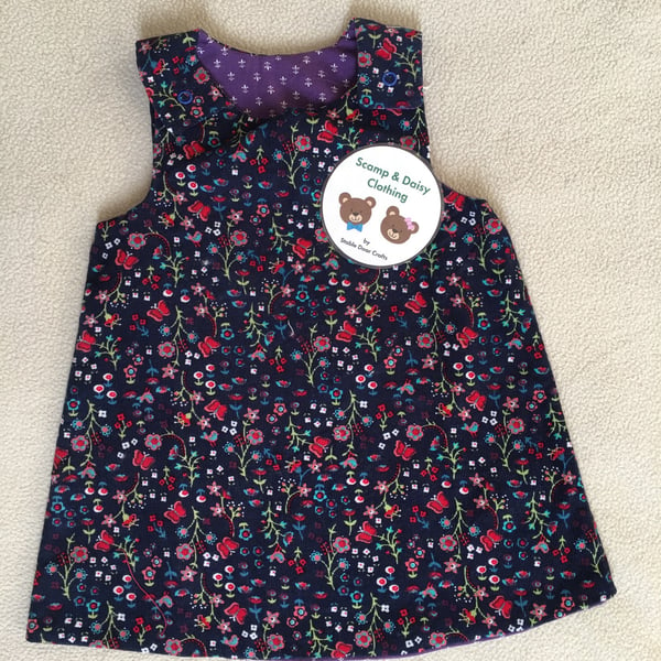 Age 3 month reversible pinafore dress- floral