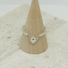 Silver Wishbone Ring with Polished Silver Drop