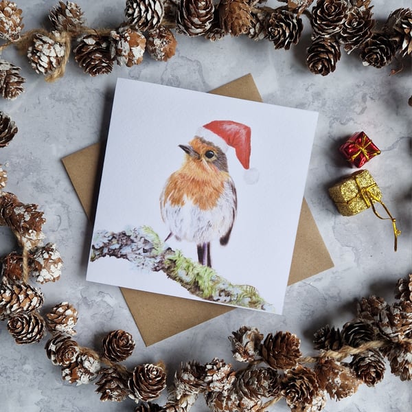 Pack of 5 Hand-drawn Robin Christmas Cards