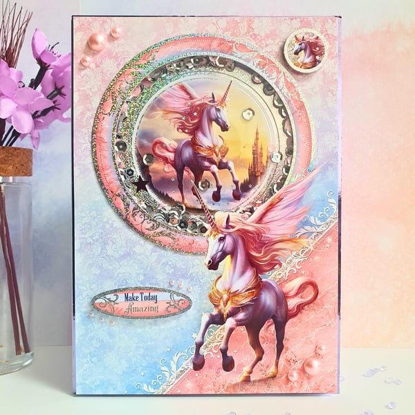 Unicorn Birthday Shaker Card With Sequins, Have A Magical Birthday Keepsake Card