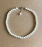 Gorgeous hand knotted 7mm acrylic faux pearl 15.5'' long necklace - handmade 