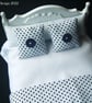 White & Blue Polka Dot Dolls House Bedding Set - Image 3
