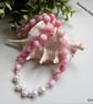 Designer Natural Rose Quartz, Quartzite, Freshwater Baroque Pearls Necklace. - Image 5