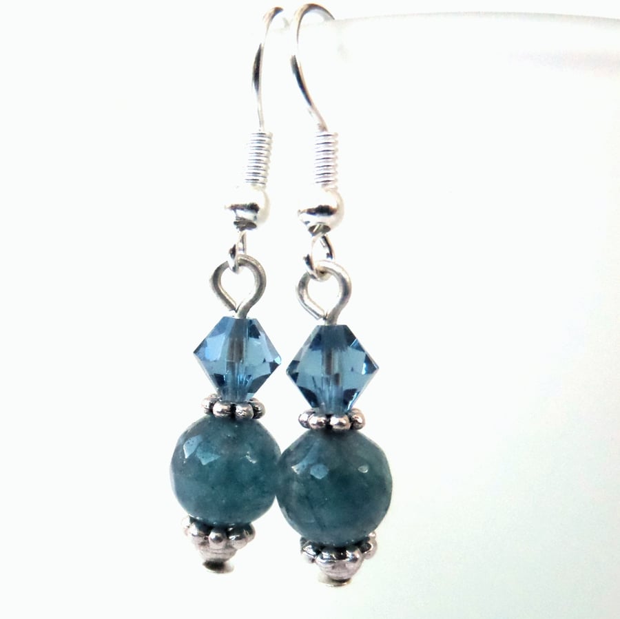 Blue aquamarine & crystal earrings, with crystals by Swarovski®