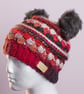  Hat Cute crochet with handmade faux fur pompoms - Image 2