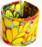Cuff - Fabric Bracelet with Free Machine Embroidery 