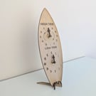 Tide Dial Moon Phase Surfboard Clock with Stand, Fishtail, 2-in-1 Clock 