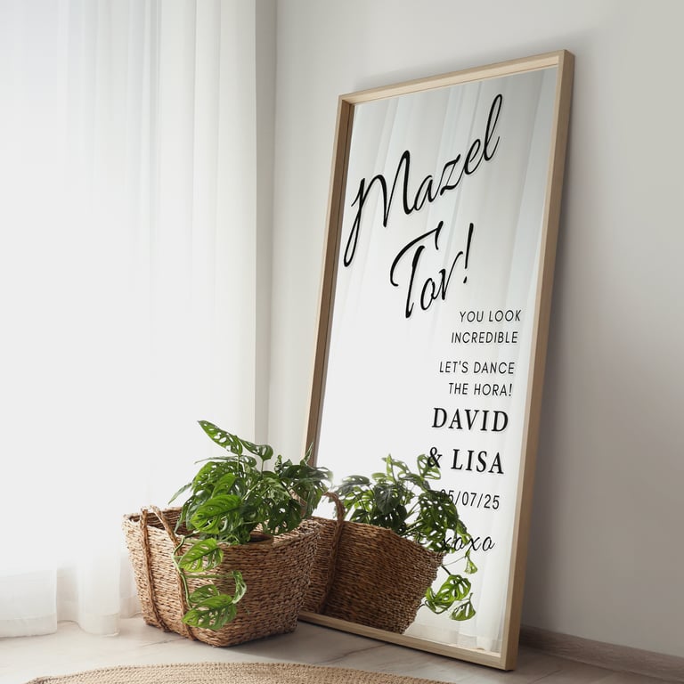 Wedding Quote Mirror Sticker Personalised Name & Date DIY Mirror Decal, Wedding