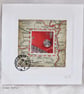 MIXED MEDIA ART CARD CLASSIC CAR  VINTAGE MAPS POSTAGE STAMP