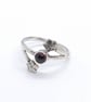Garnet floral ring sterling silver