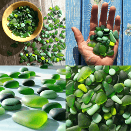 Tumbled Frosted Glass - Mixed Amounts - Green Colour Mix - Sea Glass
