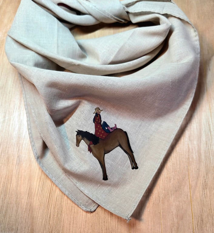 The Cowgirl & lucky horse shoes bandana neck triangle scarf 