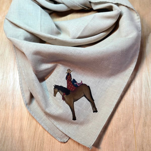 The Cowgirl & lucky horse shoes bandana neck triangle scarf 