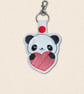 Kawaii Panda Keyring - Embroidered Heart-Hugging Bag Charm
