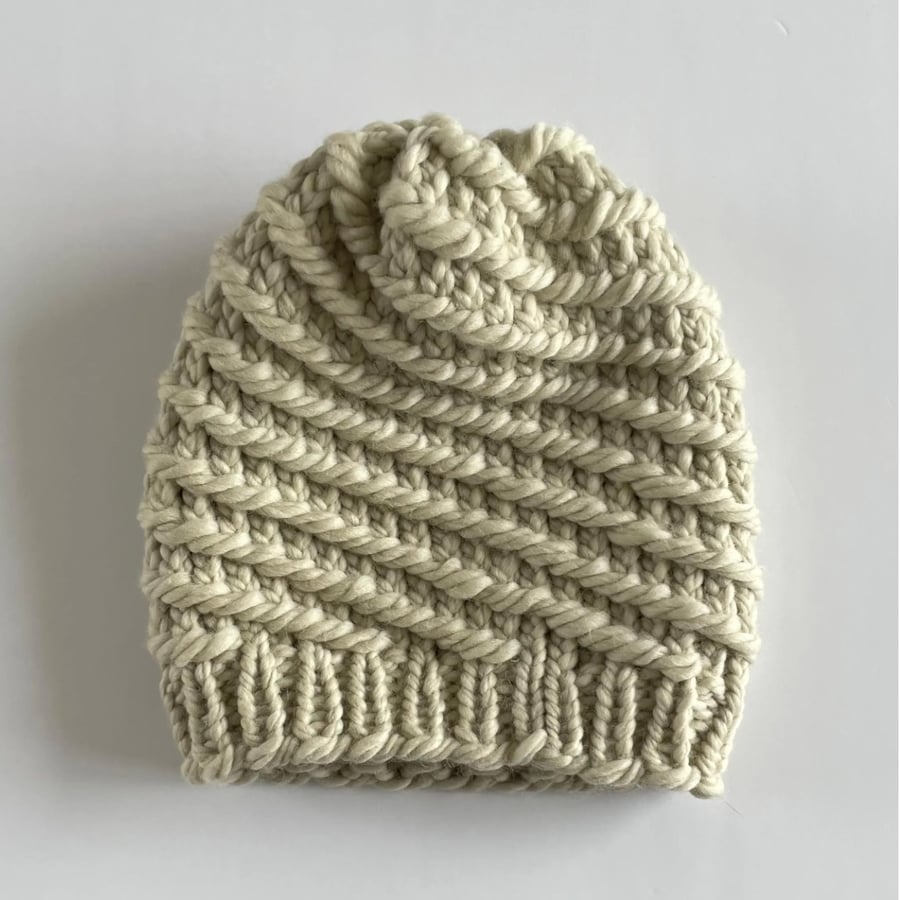 Cream Chunky Merino Woolly Hat, FREE DELIVERY 