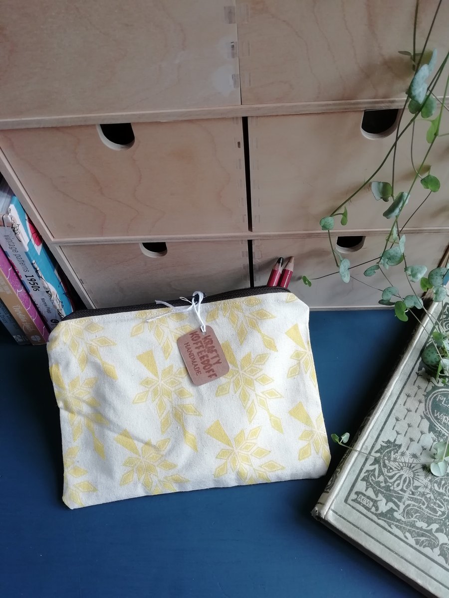 Yellow Leaf printed pencil case