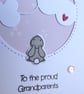 Grandparents Card - Rabbit With Clouds - Pink - Image 3