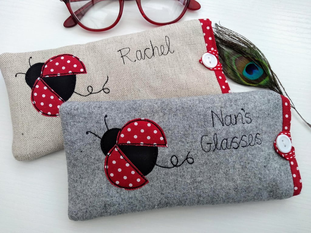 Personalised Ladybird Glasses Case - Ladybug Spectacles Sunnies Padded Pouch
