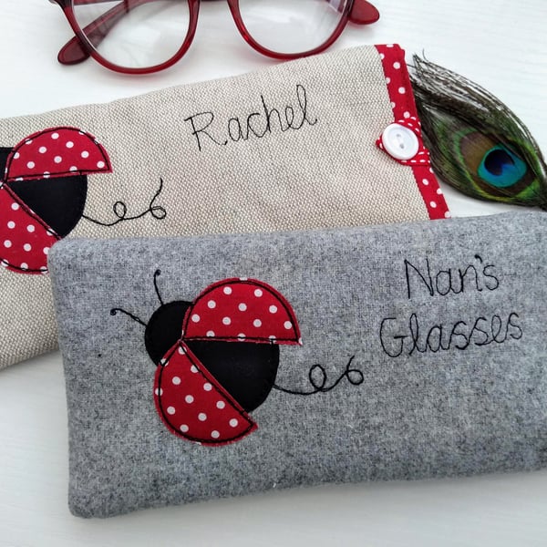 Personalised Ladybird Glasses Case - Ladybug Spectacles Sunnies Padded Pouch