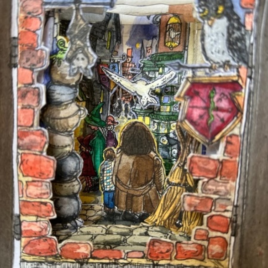 Personalised handmade 3D illustrated scene - unique gift for book lover