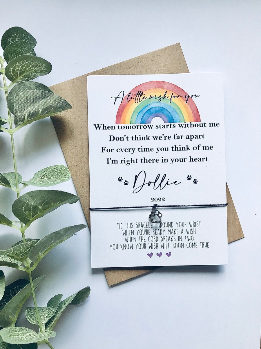 Wish bracelet, pet loss, dog memorial, pet memorial gift, in memory of, special 