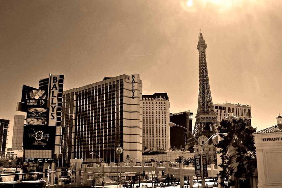 Eiffel Tower Paris And Ballys Hotel Las Vegas America Photograph Print