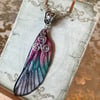 Pink and Green Triskelion Fairy Wing Necklace