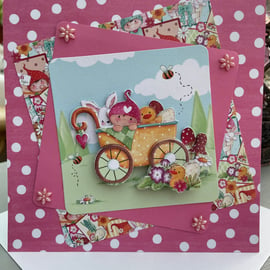 Cute baby in a pram spring vibes new baby or birthday card