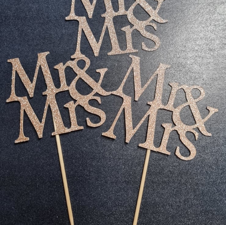 Double sided glitter Wedding Cupcake ToppersMr... Folksy