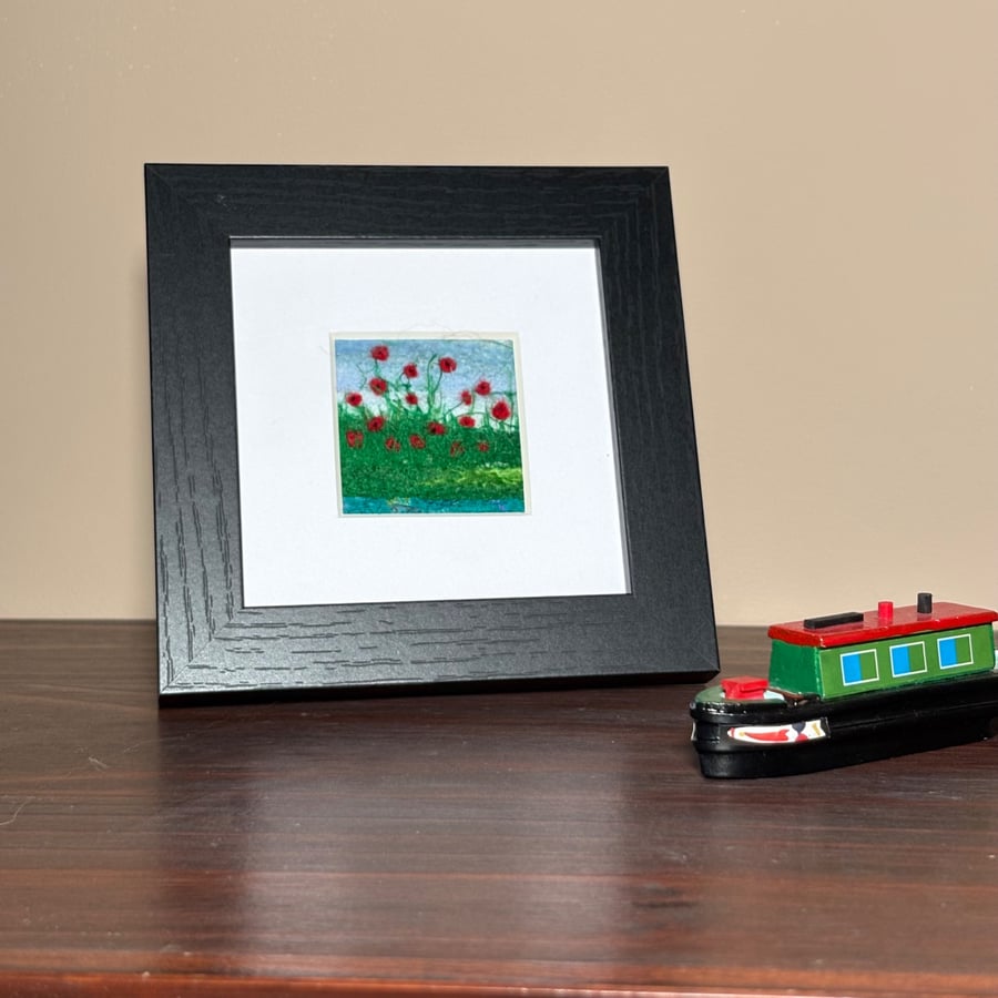 Needle felted wool & textile picture, 4