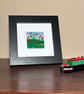 Needle felted wool & textile picture, 4"x4" framed, Poppies (1)