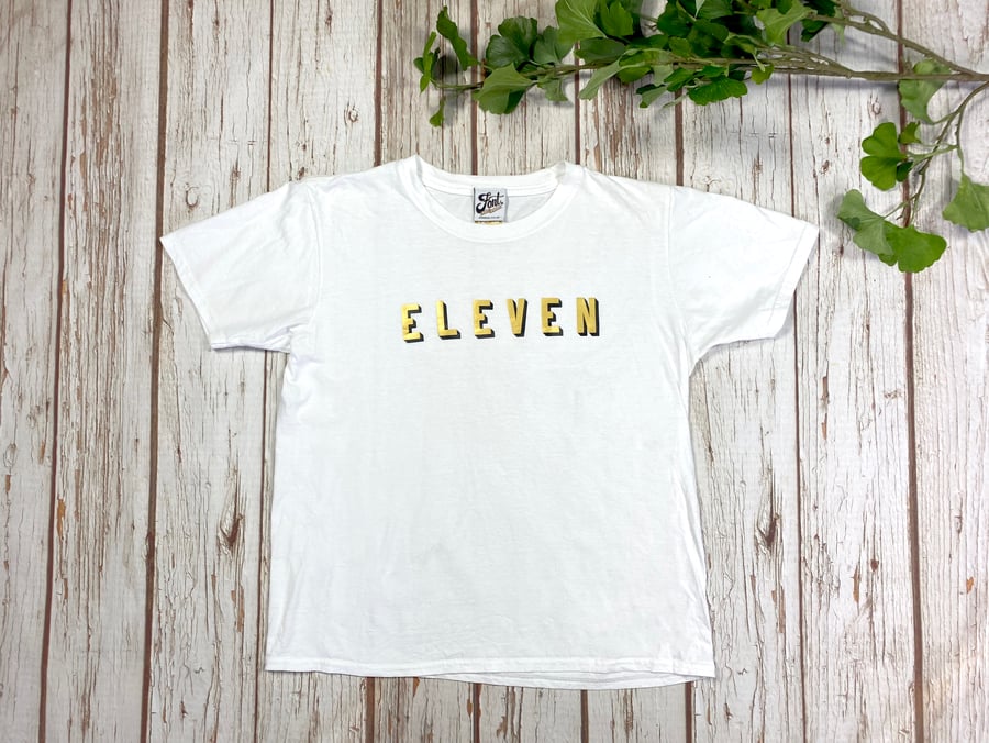 The ELEVEN Birthday Shirt. Eleventh Kids T-shirt- Number party outfit. Age 11 