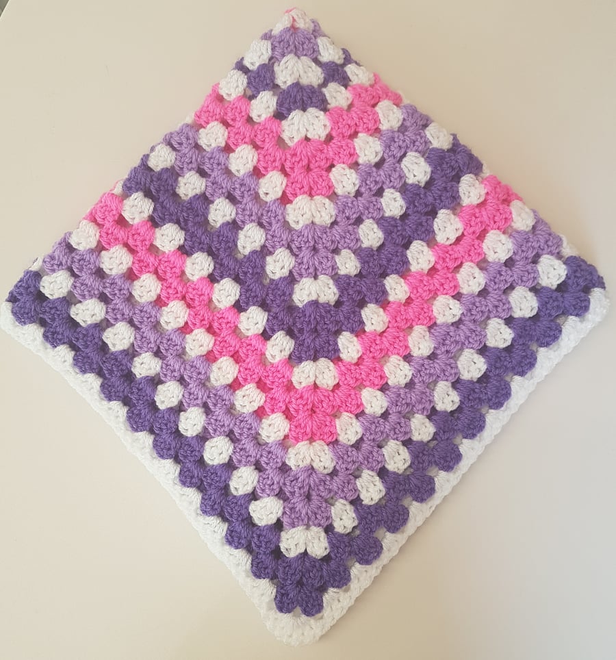 Crochet Baby Blanket Pink & Purple 