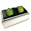 Gold-Green Shimmering Glass Cuff Links