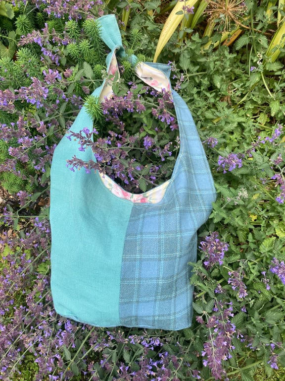 Vintage wool and canvas boho bag.