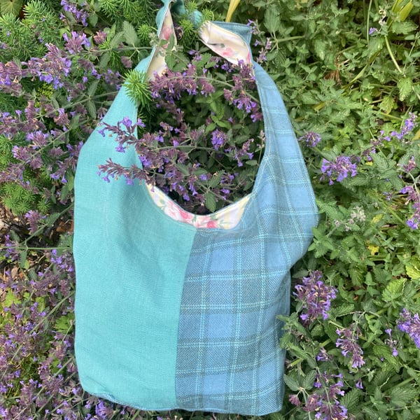 Vintage wool and canvas boho bag.
