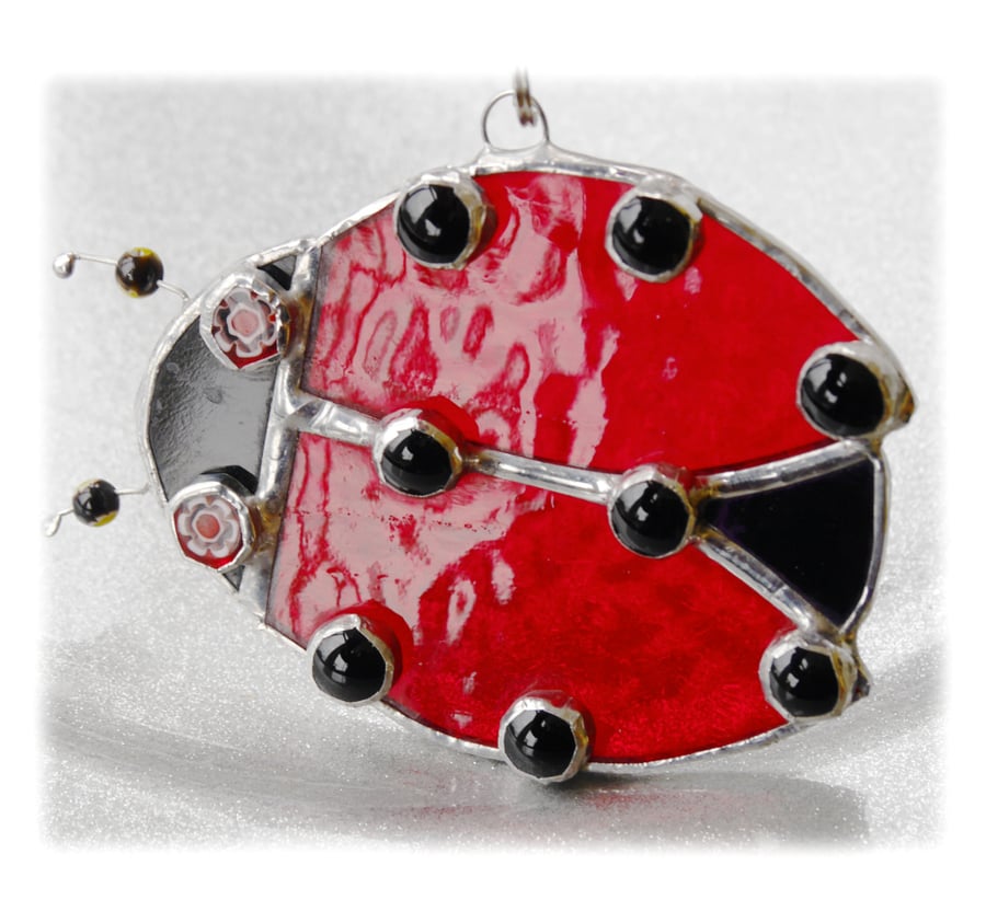 Ladybird Suncatcher Stained Glass Handmade Ladybug Beetle