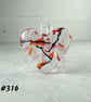 Pink red black heart fused glass pocket hug with stand 5x4.5cm (316)